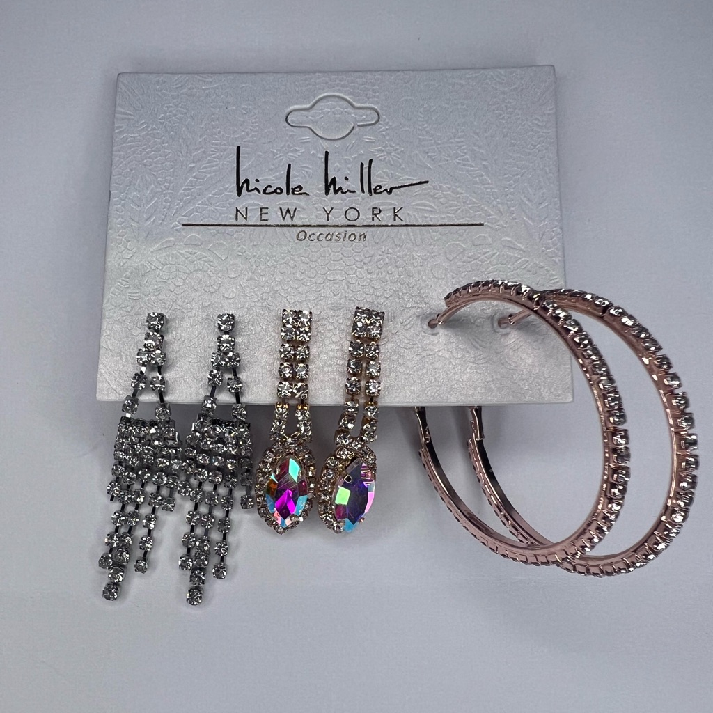 Nicole Miller Occasion 3 Pair Earring Set 15$